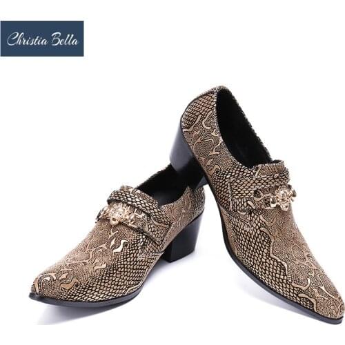 Christia Bella New Business Luxury Men Dress Shoes Man Genuine Leather Wedding Shoes Social Sapato Male Oxfords High Heels Shoes