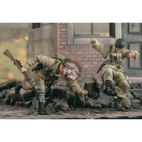 New Unassembled 1/35 Incoming! US Airborne under Fire include 2 Resin Kit DIY figure Unpainted resin model