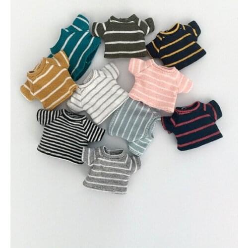 Obitsu 11 Clothing ob11 Molly Gsc, 1/12bjd Doll Clothes,Stripe Tshirt Color Block Short Sleeve For Obitsu GSC BJD dolls Body