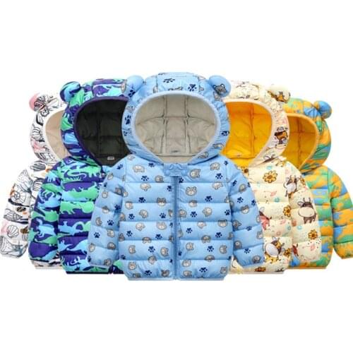 2021 Autumn Winter Baby Boys Girls Hooded Down Jackets For Kids Warm Coats Toddler Clothing Girl Newborn Jacket Casual Outerwear