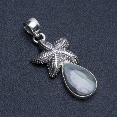 Natural Imperial Jasper Boho Style 925 Sterling Silver Pendant Necklace 2" R1013