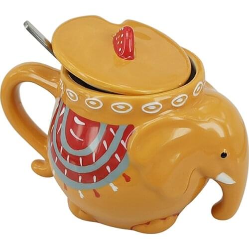 Personalized Cartoon Elephant 3d Cup 3D Hand Color Ceramic Water Cup Breakfast Milk Coffee Cup Cute Cup Creative High Value