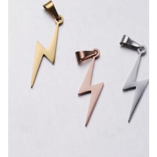 Fnixtar 20Pcs 25*6.5mm Lightning Charms Mirror Polish Stainless Steel Charms For DIY Making Necklaces Earrings Jewelry Supplies