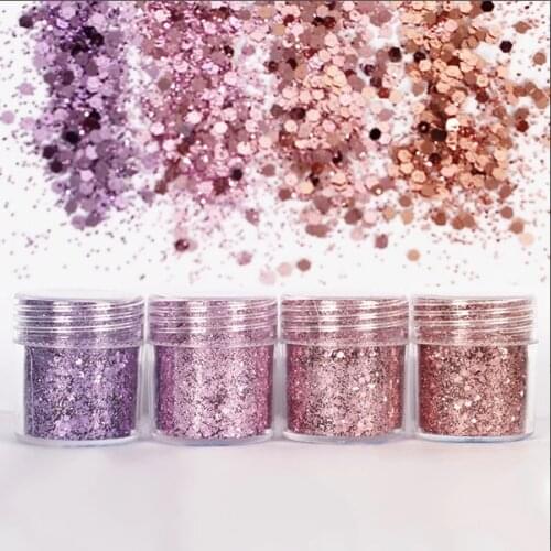 Purple Pink Hexagon Glitter Bling Bling Filling Materials for Resin Craft Festive Jewelry Tools Uv Resin Pigment (4pcs)