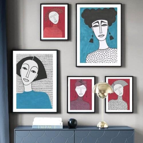 Nordic Poster Matisse Abstract Boho Woman Earrings Portrait Wall Art Print Canvas Painting Wall Pictures For Living Room Decor