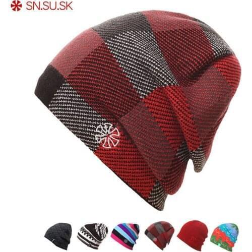 SN.SU.SK Warm Winter Hat Knitted Beanies Hiking Hats For Men Women Sport Caps Skullies Gorros Bonnet Beanie Cap