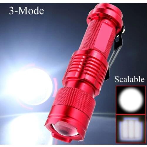 LED Flashlight Mini Zoom Torch Led Q5 2000LM 3 Modes Zoomable Torch AA 14500 battery Flashlights led lanterna 4 colors