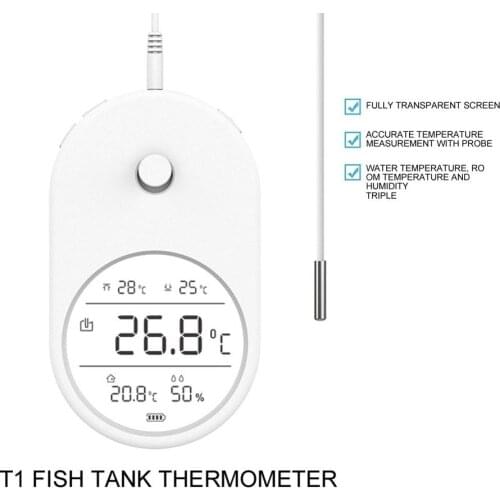 3 In 1 Mini Adhesive With Probe Fish Tank Home High Accuracy Thermometer Electronic Aquarium Water Thermometer Hygrometer LCD Di