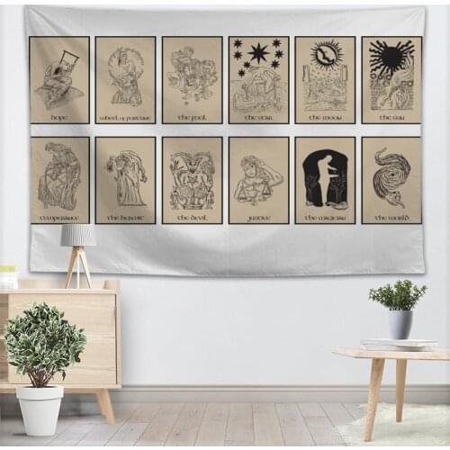 Custom Tarot Tapestry Wall Hanging Decor Wall Cloth Tapestries Home Decoration Accessories Psychedelic Carpet Decorative 0511