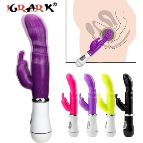 Double Head G Spot Rabbit Vibrator Vibrating Dildo Anal Erotic Sex Toys for Women Vaginal Clitoral Massager Female Masturbator