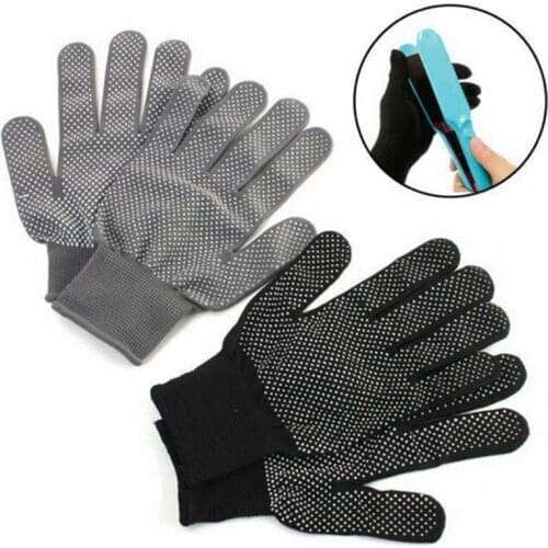 1 Pair High Quality New Arrivals Hair Straightener Perm Curling Hairdressing Heat Resistant Finger Glove Black Grey Color