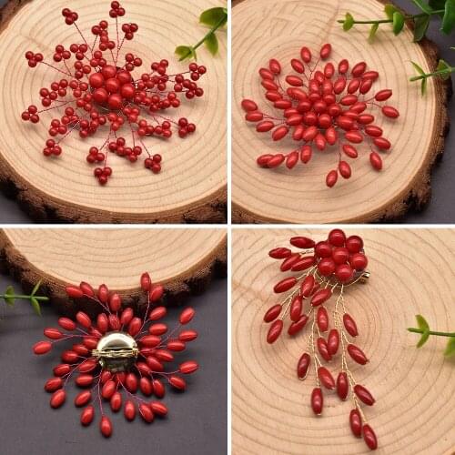 High Quaitly Natural Red Coral Brooch For Womens Anniversary Handmade Brooch Fashion Original Design Red Jewelry Accessories