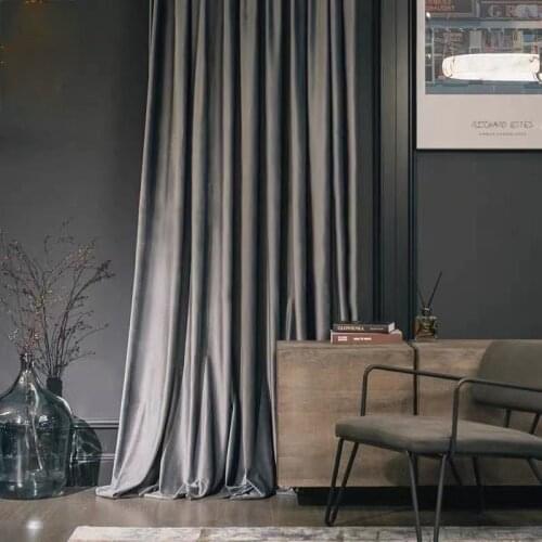 European-style High-end Living Room Velvet Curtains Blackout Curtains for Living Room and Bedroom Solid Color Flannel Curtains