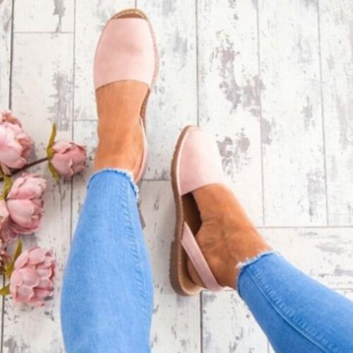 Plus Size 35-43 Women Sandals Summer Shoes Woman Peep Toe Flat Sandals Back Strap Summer Sandals Low Heels Zapatos Mujer