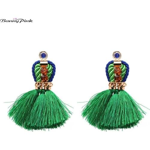 Banny Pink 7 Colors Tassel Earrings For Women Bohemia Statement Fringe Earrings Big Long Pendant Dangle Drop Earring Brincos