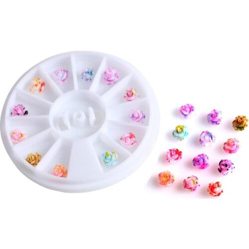 1Box(24Pcs) Mixed Resin Rose Flowers For Needlework FlatBack Cabochon Scrapbook Decoration Craft DIY Embellishments Accessories