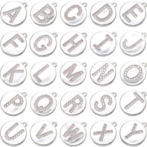 1pc 14x16mm Silver Color A-Z Letter Crystal Charms Pendant For DIY Bracelet Necklace Jewelry Making Accessories