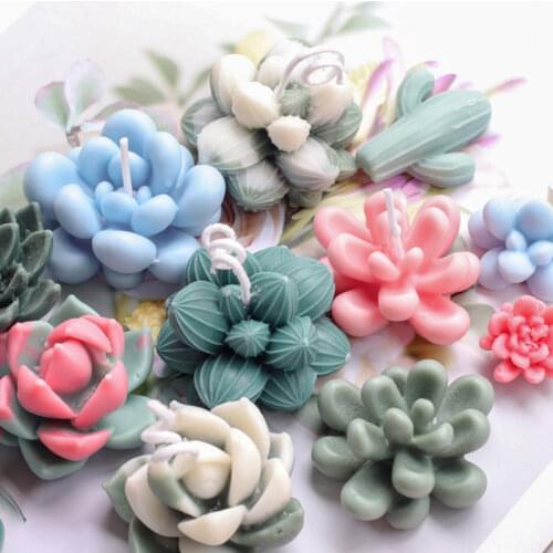1PCS Succulent Plants Wax Candle Silicone Mold Cactus DIY UV Resin Cupcake Epoxy Sugar Plaster Clay Soap Mould