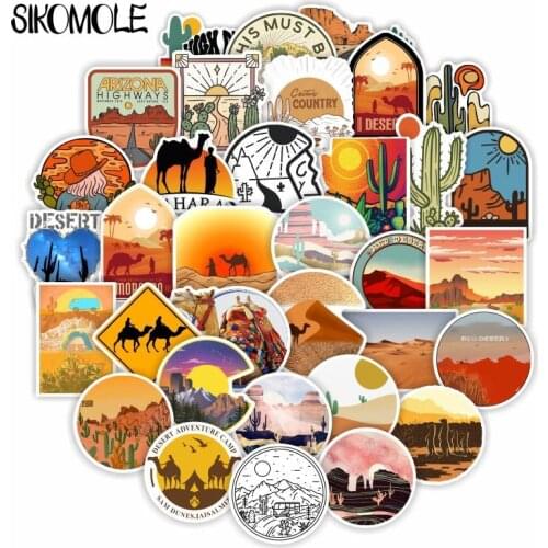 50PCS Desert Outdoor Geography Stickers Cartoon For Guitar Kids TOY Car Skateboard Snowboard Luggage Decals Moto Sticker F4