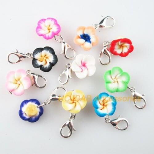 10 New Star Flower With Clasps Charms Silver Plated Clay Mixed