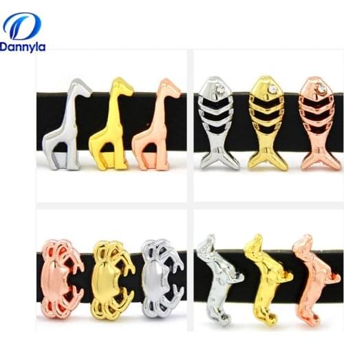 10pcs/lot Wholesale 8mm Mix Style Slide Charms Fit 8mm Wristband Bracelet LSSC301-362