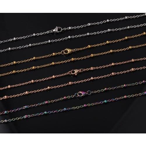 100% Stainless Steel Chain Necklace For Jewelry Making Metal Link Chain With Clasp 45/50/60/75cm wholesale 10pcs