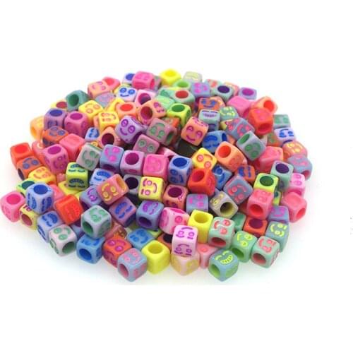 100pcs/lot 6mm Big Hole Cube Shape Acrylic Beads Scrapbook Sewing Buttons DIY Material Findings BD0012