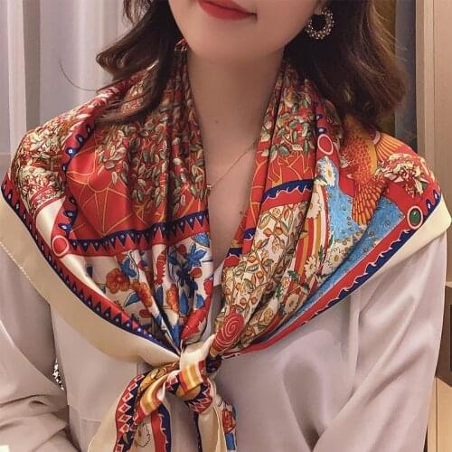 2021 new spring women scarf quality shawl silk fashion scarf headscarf beach sunscreen bag headscarf scarf 90cm*90cm