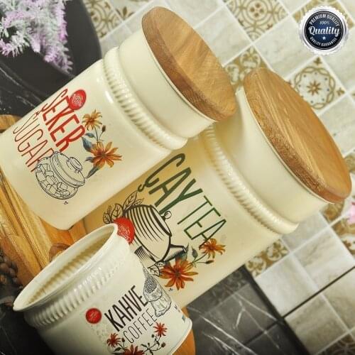 3pcs/set Metal Colorful Seal Kitchen Storage Jars, Sugar/Coffee/Tea Canisters With Wooden Lid and Stand Metal Iron Home Kitchen