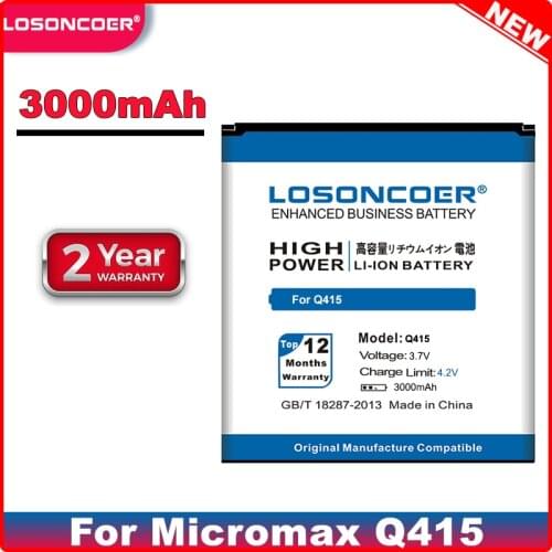 LOSONCOER 3000mAh Good Quality Phone Battery For Micromax Q415 Canvas Pace 4G