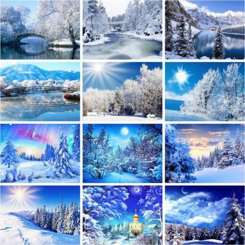 HUACAN 5d Diy Diamond Painting Winter Scenery Diamond Art Embroidery Mosaic Snow Tree Landscape Home Decor