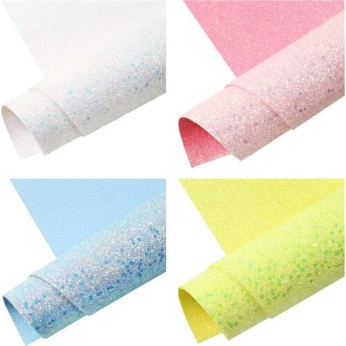 Shimmer Chunky Glitter Faux Leather Sheets Sequins Polymer Slices Double Sided Synthetic Leather Fabric 20x33cm for DIY Earrings