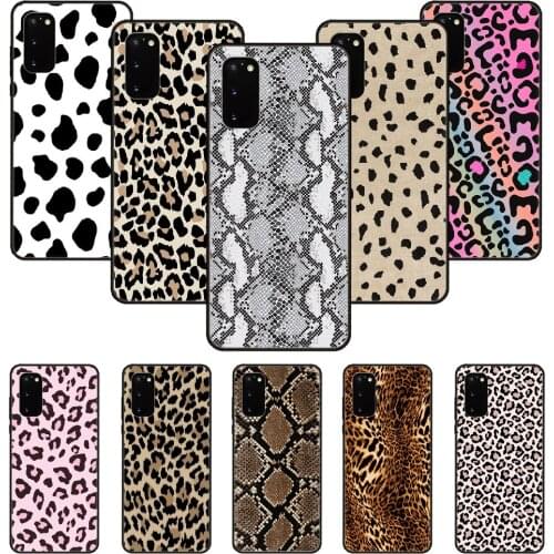 Phone Case For SamSung Galaxy S Note 10 20 7 6 9 8 Plus Edge E Ultra Lite Black Cover Coque Soft Leopard Snake Print Pattern