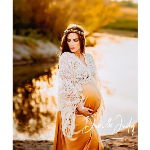 DON&JUDY New Elegance Boho Maternity Dresses Pregnancy Photography Velvet Dress Maxi Maternity Gown Pregnant Women Photo Shoot