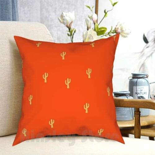 Cacti In Orange Pillow Case Printed Home Soft DIY Pillow cover Cacti Cactus Desert Orange Yellow Flowers Mustard Botanicals