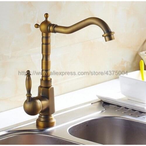 Bathroom Faucet Antique Brass Single Handle Hot & Cold Water Mixer Taps Wash Basin Deck Mounted Faucet Nan017