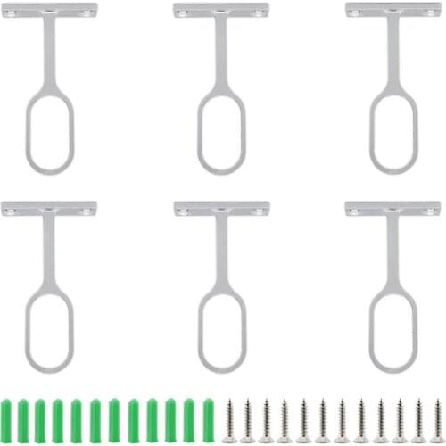 6 PCS Round Closet Rod,Heavy Duty Zinc Alloy Middle Mounting Bracket,Ceiling Mount Curtain Rod Bracket,Shower Curtain Rod Socket