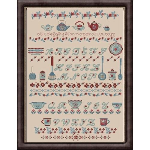 Linen Magazine Home Kitchen Tableware Cross stitch Printed Fabric Kit 11CT14CT18CTDIY Handmade Embroidery Kit