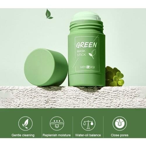 Green Tea Mask Solid Face Mask Stick Oil Control Moisturizing Cleaning Mask Blackhead Fine Pores Mask Deeply Cleaner TSLM1