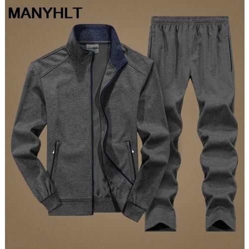 New Spring And Autumn Two-piece Mens Long-sleeved Trousers Casual Sports Suit Soft And Comfortable Stand-up Collar Stretch Open