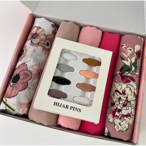 NEW WOMEN GIFTS BOX HIJABS HIAJBS SET CHIFFON SHAWLS