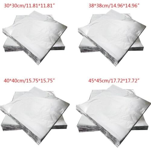 100 Sheets Disposable Tin Foil Food Oven Baking BBQ Barbecue Grill Paper Wrap pre-cut design kitchen accessories