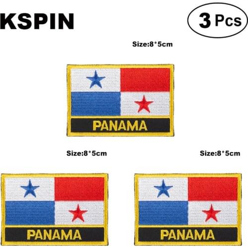 Panama Rectangular Shape Flag patches embroidered flag patches national flag patches for clothing DIY Decoration