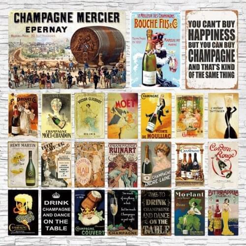 Poster Bar Sign Champagne Metal Beer Plaque Metal Retro Metal Sign Tin Wall Decoration for People Cave Bar Club