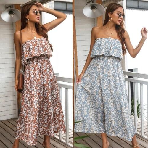Summer Women Dress Print Color Holiday Party Beach Style Off The Shoulder Strapless Female Vestido