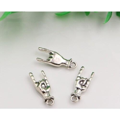 6pcs 23x13mm I love you Hand Gesture Charms Antique Silver Color Metal Alloy Pendant Accessories Handmade Jewelry For DIY Craft