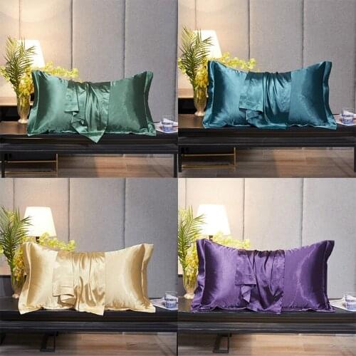 Silk Pillow Case Mulberry Pillow Solid Color Soft Cushion Cover Decorative Decor Bed Pillowcase Luxury Pillow Cases 48x74cm