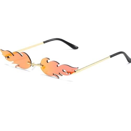 2021 New Vintage Man Sunglasses Fire Gold Metal Frameless Female Sun glasses Rimless Decoration Party Shades AJ001