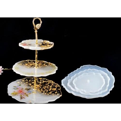 Three Tiered Tray Mold Fruit Dish Geode Silicone Resin Mold DIY Crystal Epoxy Resin Mould Storage Round Coaster Mold for Craft