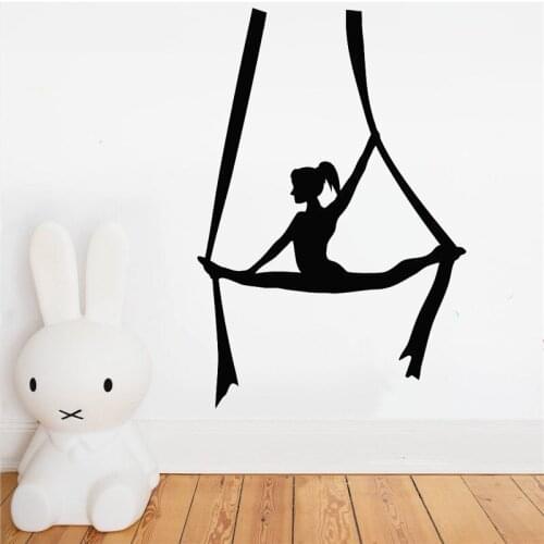 Vinyl Wall Decal Fly Aerial Yoga room decoration Decal Balance Pose Girl Zen Centre Meditation Stickers Mural home decor HY651